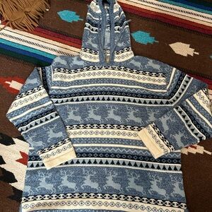 Liz Claiborne Hoodie Sweater in Blue and Cream